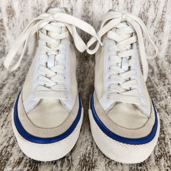 Rag & Bone RB "Army" High Top Sneakers White Blue | Women's Size 8.5 - Picture 3 of 16